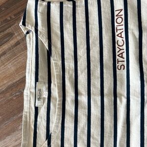 Madewell Cream and Navy Striped Tee